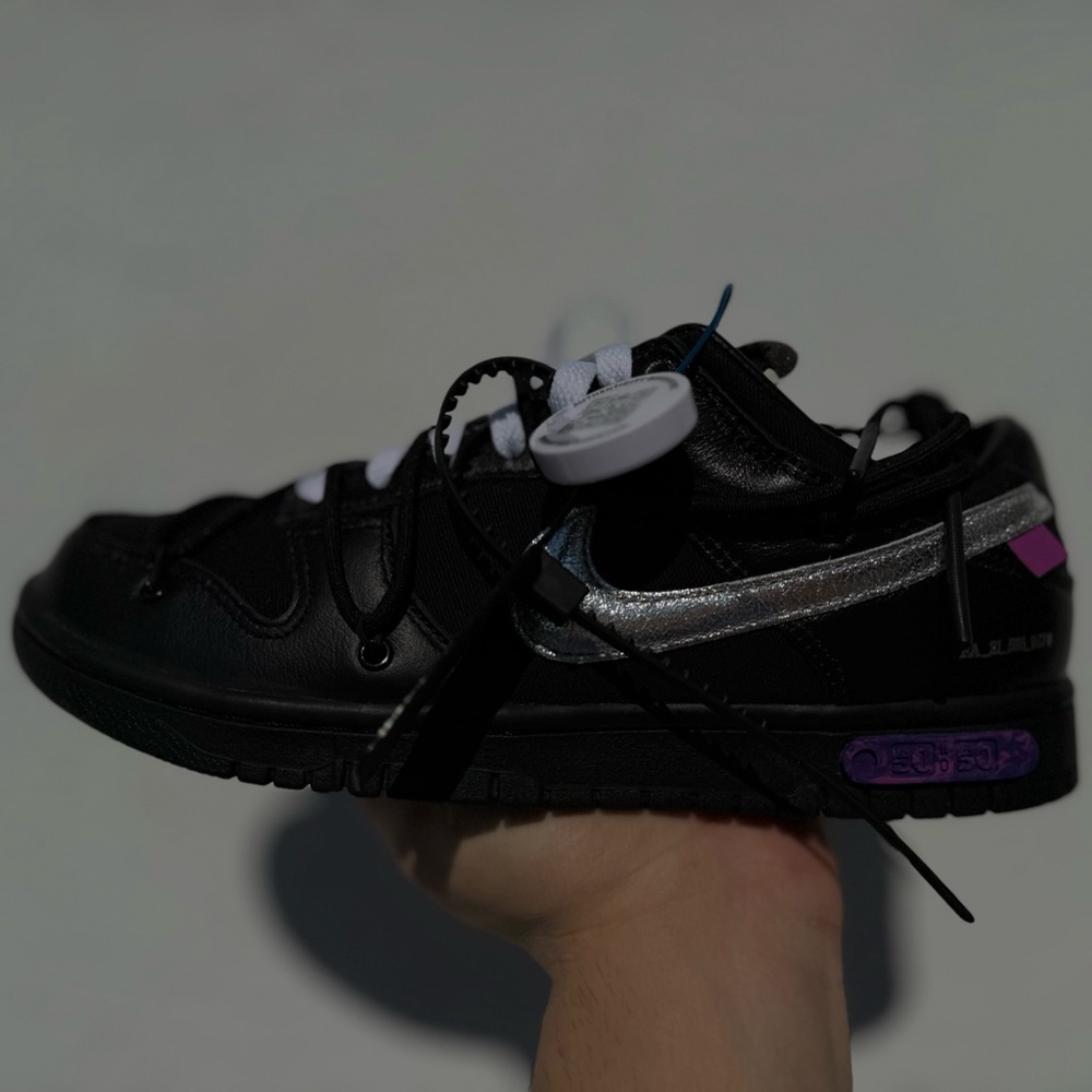 Nike Black and Silver Sneakers with Mesh Upper
